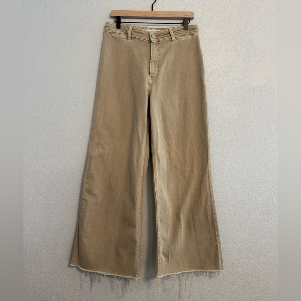 Mango Catherine Khaki Cropped Flare Jeans